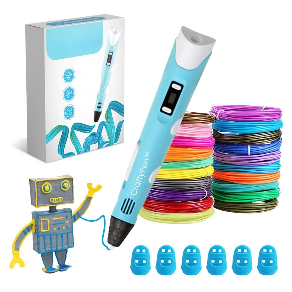 CraftyPen™ - 3D Penn Startpakke - 100M Filament - 10 Farver