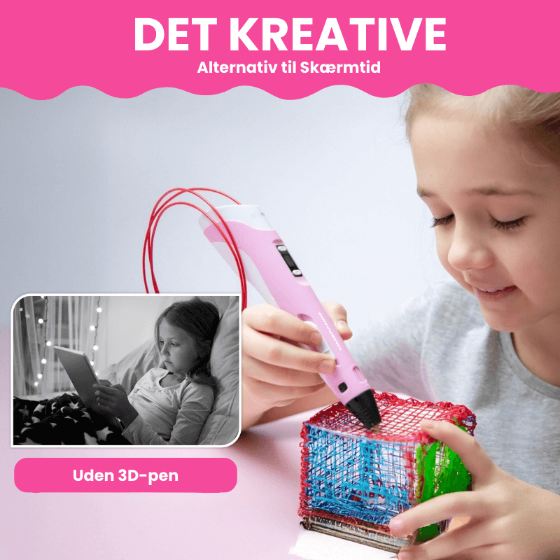 CraftyPen™ - 3D Penn Startpakke - 100M Filament - 10 Farver
