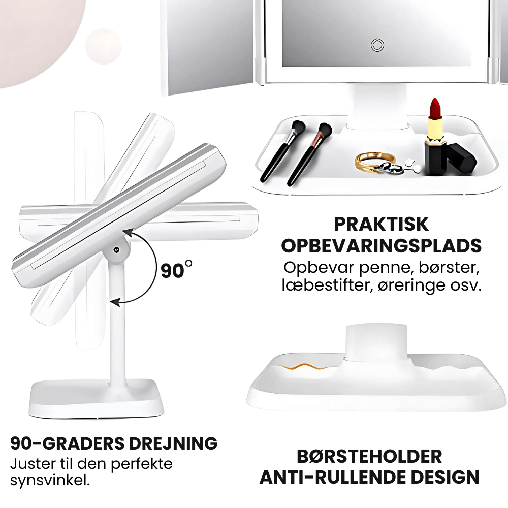 VanityMirror™ - Tre-delt LED Makeup Spejl