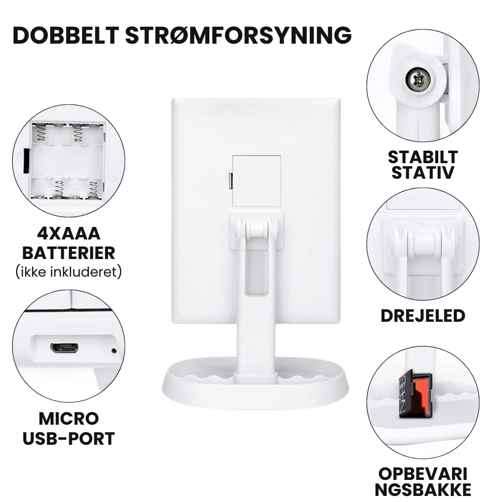 VanityMirror™ - Tre-delt LED Makeup Spejl